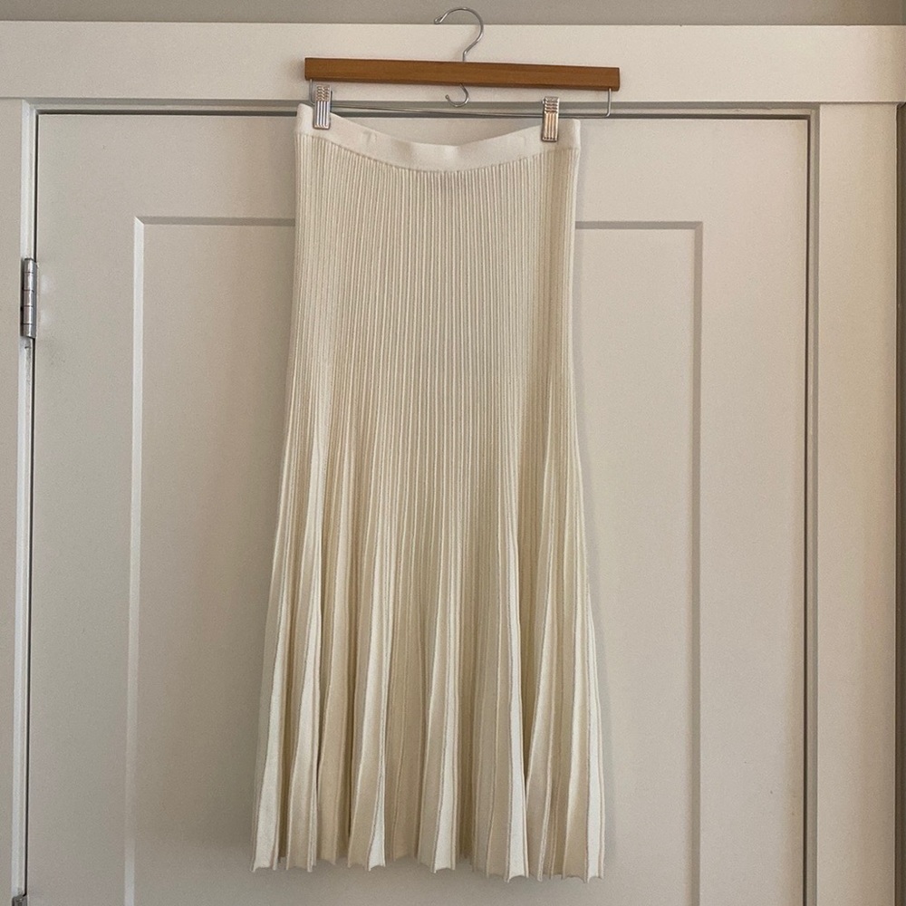 INTERMIX White/Gold Midi Skirt